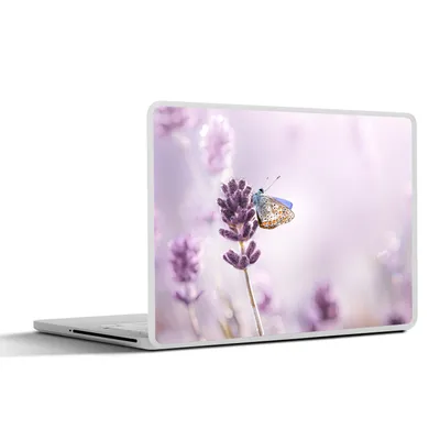 Produktbild von MuchoWow® Laptop Aufkleber Sticker Cover Lavendel - Schmetterling - Nahaufnahme - Lila 32.5x23.5 cm - Sticker für Laptop - Selbstklebend