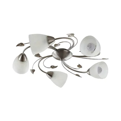 Produktbild von Lindby Deckenleuchte Yannie, 5-flg., 60cm, nickel/weiß, Glas