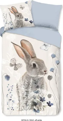 Productafbeelding van Good Morning Kinderdekbedovertrek "konijn" - Ecru - (140x200/220 cm) - Katoen