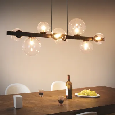 Produktbild von ZMH Pendelleuchte Esstisch Hängelampe Wohnzimmer - Küchenlampe Hängend G9 Hängeleuchte 8 Flammig Esstischlampe Esszimmer Transparent Pendellampe Modern Glaskugel für Küche Hotel (Ohne Leuchtmittel)