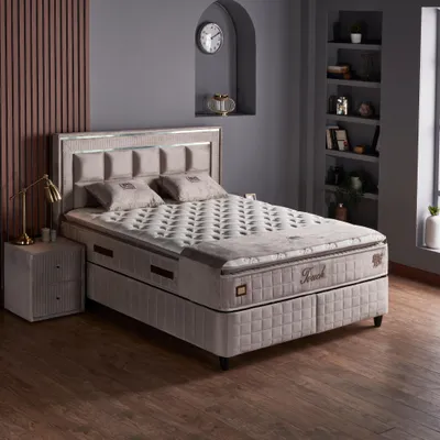 Produktbild von gowoll Boxspringbett 160 x 200 Wooltouch Stauraumbett 160 x 200, Doppelbett 160 x 200 inkl. Matratze mit Topper