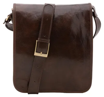 Immagine prodotto di Borsa a tracolla da uomo in vera pelle di vitello, con chiusura magnetica, prodotta in Italia