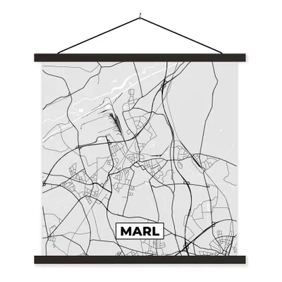 Produktbild von MuchoWow® Textilposter Marl - Karte - Stadtplan - Deutschland - Karte 40x40 cm mit schwarzem Rahmen - Fotos
