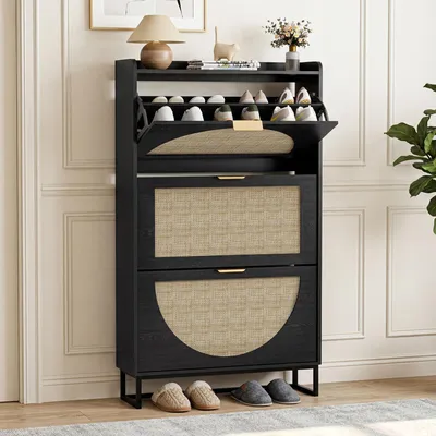 Image de Armoire à chaussures avec 3 portes, dimensions : 80 x 24 x 135,5 cm
