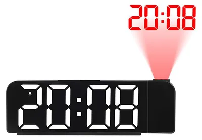 Produktbild von Digitaler Projektionswecker, LED-Bildschirm mit Uhrzeit- & Temperaturanzeige, 180° Projektionsuhr ideal fürs Schlafzimmer