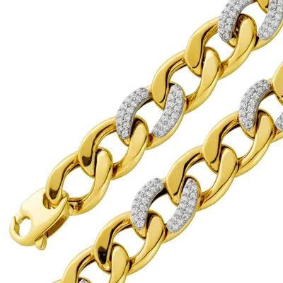Produktbild von Panzerarmband Gelbgold Weißgold 333 8K weiße Zirkonia 19