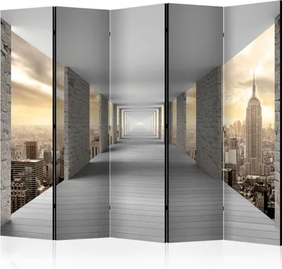 Produktbild von Neuheit! Dekorativer Paravent Raumteiler Trennwand Foto-Paravent Spanische Wand XXL 3D Perspektive New York Stadt 225x172 cm c-C-0005-z-c