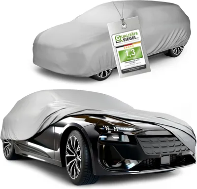 Produktbild von Wasserdichte Autoabdeckplane für jedes Wetter, 100% wetterfeste Vollgarage für Pkw im Sommer und Winter, Abdeckung für den Außenbereich, wasserdichte Schutzdecke, silberne Autoplane in Größe 6 für Kombis