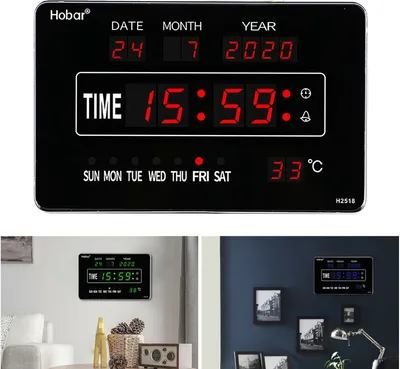 Image de Horloge murale numérique Horloge numérique LED avec date Température Calendrier Horloge de table Horloge de salon 250*160*30mm