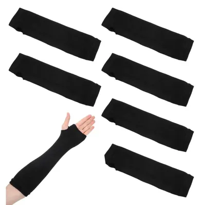 Produktbild von 6er-Pack Armstulpen fingerlos mit Daumenloch, elastisch, waschbar, Schutz für Arm