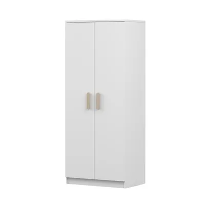 Produktbild von Drehtürenschrank JONAS 06 – Kinderkleiderschrank 80 cm Weiß/Weiß mit sonoma Griffe