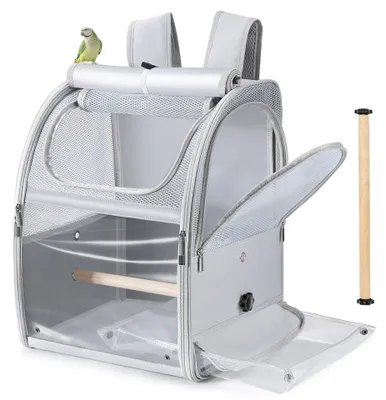 Vogelrucksack Transportbox mit 2 Sitzstangen, 33,5x29x43 cm