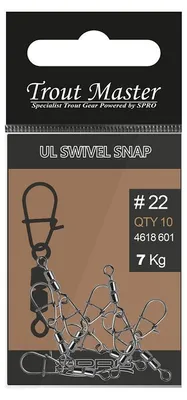 Immagine prodotto di Trout Master Ul Swivel Snap - 10 girelle da pesca, misura: 20, carico massimo: 7 kg