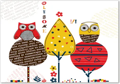Produktbild von Tulup® Glas-Bild - 100 x 70 - Wandbild aus Glas - Wandkunst - Wandbild hinter gehärtetem Sicherheitsglas - Kinderzimmer - Eulen auf dem Baum - Mehrfarbig