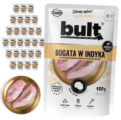 Obrázok produktu pre BULT | Krmivo pre psov, kuracie – vrecko s krmivom pre psov, 30 x 100 g – s prídavkom zeleniny a ovocia – ľahko stráviteľné – 75 % podiel mäsa