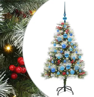 Image de vidaXL Sapin de Noël artificiel vert et blanc 120 cm