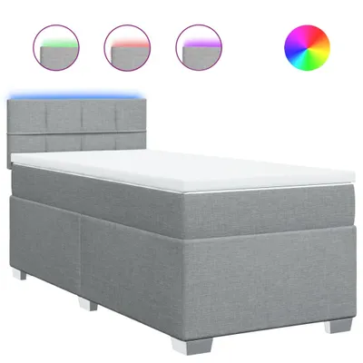 Produktbild von Boxspringbett mit Matratze Hellgrau 90x200 cm Stoff