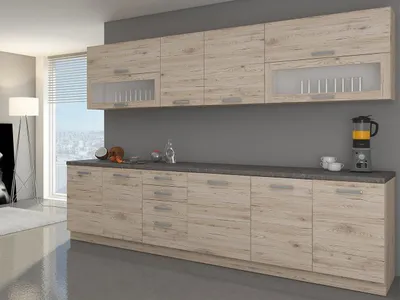 Obrázek produktu pro Kuchyňská linka 260/260 cm HENG - dub bordeaux + LED osvětlení