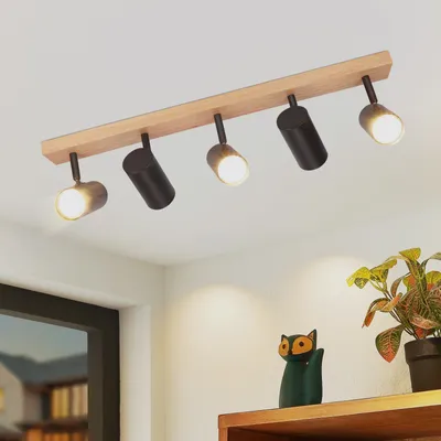 Immagine prodotto di ZMH faretto da soffitto in legno plafoniera 5 fiamme plafoniera nera spot da soffitto GU10 lampada da corridoio lampada da soggiorno per camera da letto corridoio camera dei bambini cucina MAX.25W (senza lampadina)