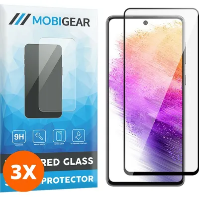Produktbild von Mobigear Premium 9.98 Samsung Galaxy A73 Panzerglas Gehärtetes Glas Displayschutz - Hüllenfreundlich - Schwarz (3er Pack)
