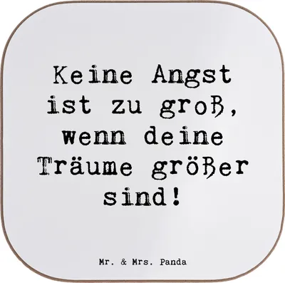 Produktbild von Mr. & Mrs. Panda Untersetzer für Gläser Spruch Angst überwinden - Weiß - Geschenk, Holzuntersetzer, mutig sein, Glas, Hoffnung, Trost, inspirierende Botschaften, Coaster