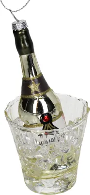 Christbaumschmuck Glas 14cm Champagnerflasche Figur Silber / Transparent