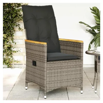 Produktbild von Verstellbarer Gartensessel mit Kissen in Grau aus Poly Rattan