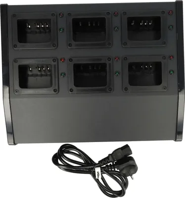 Produktbild von vhbw 6-fach Ladegerät kompatibel mit Kenwood TK-2160E, TK-2160M, TK-2143, TK-2140E, TK-2160 Funkgerät-Akkus - Ladestation + Stromkabel, 12 V, 6 A