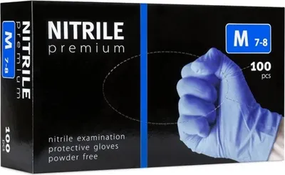 Produktbild von PREMIUM puderfreie Nitrilhandschuhe [M] 100 Stück blau
