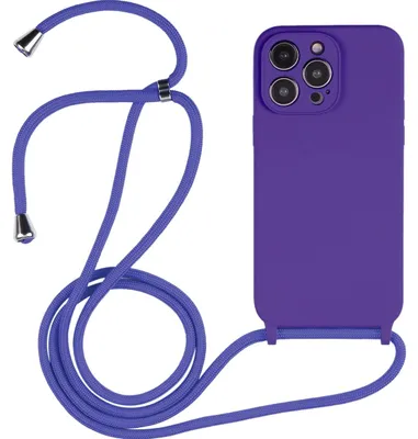 Produktbild von Mobigear Handylanyard für iPhone 15 Pro, Silikon-Handykette – Lila