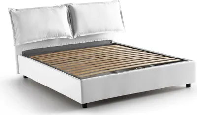 Produktbild von Doppelbett Deborah, Containerbett mit Stoffbespannung, 100%  Italy, Frontöffnung, passend für Matratze 160x190 cm, Weiß