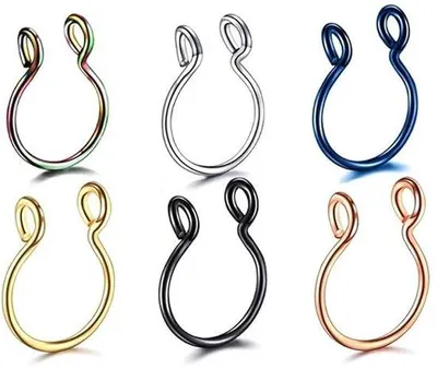Produktbild von Nasenringe - 6 Stück - Fake Nasenringe - Edelstahl - Minimalistisch - Hypoallergen - Perfektes Accessoire - Nasenpiercing