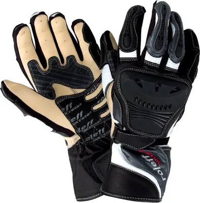 Produktbild von Roleff Lange Leder Sporthandschuhe Modell Ro85, Farbe Schwarz/Weiss Grösse Xxl