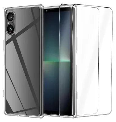 Zdjęcie produktu dla zestaw ochronny 2 w 1 dla Sony Xperia 10 II składa się z 2x szklanej osłony ekranu 9H i 1x silikonowego etui - przezroczystej osłony