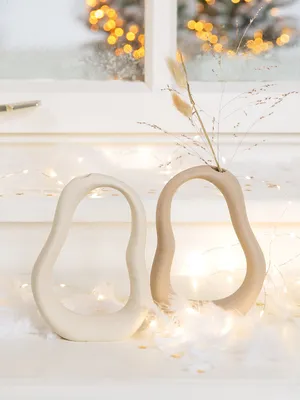 Obrázek produktu pro Gilde Vase, organický design, porcelán, béžová, bílá, balení 6 kusů, 2 varianty, výška: 17,50 cm, šířka: 13,00 cm, hloubka: 4,50 cm, kód: 55310