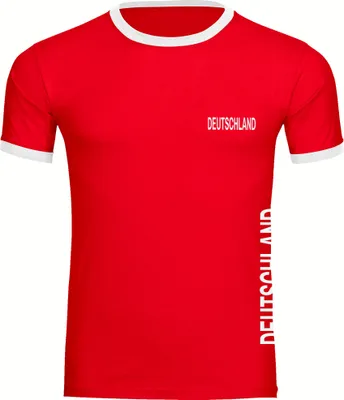 Produktbild von multifanshop Kontrast T-Shirt - Deutschland - Brust & Seite, rot/weiß, Größe M