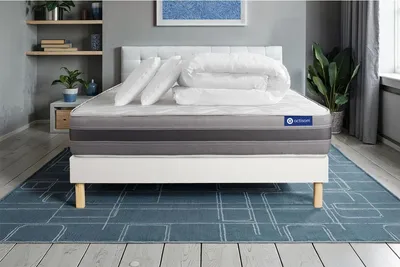 Productafbeelding van Complete set: Bed - Matras 140x200 cm + Boxspringbed met lattenbodem (in de set) + 2 kussens + dekbed - Actimemo Relax