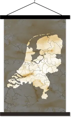 Produktbild von MuchoWow® Textilposter Karte von Europa - Niederlande - Marmor 40x60 cm mit schwarzem Rahmen - Wanddekorationen
