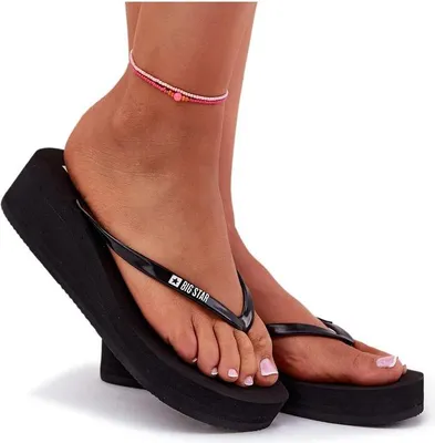 Produktbild von Damen Wedge Flip Flops Big Star RR274A549 Schwarz 38