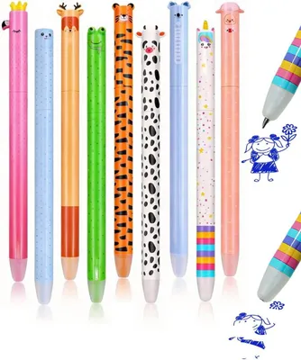 Zdjęcie produktu dla Żelopis zestaw 9 sztuk, 0.7 mm, niebieski, z motywami zwierzęcymi, do szkoły