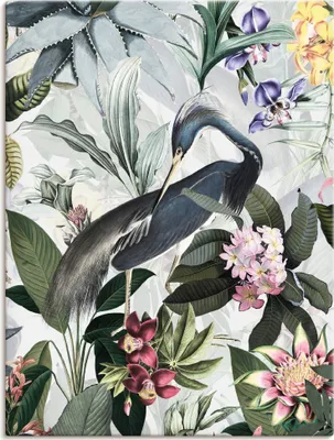 Produktbild von ARTland Leinwandbild Vintage Kranich Größe: 45x60 cm