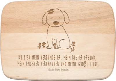 Produktbild von Mr. & Mrs. Panda Schneidebrett Holz Hund Dame - Transparent - Geschenk, Frühstücksbrettchen, Küchenbrett, Liebe, Niedlich, Hunde, Frühstücksbrett, Holzbrett, Liebenswert