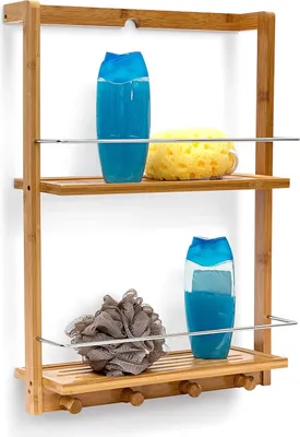 Produktbild von Bambus-Dusche 2-stufig, 53x38x155cm, natur, Handtuchhalter