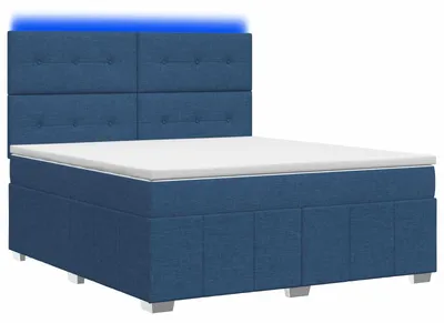Image de Lit boxspring LED avec matelas bleu 140 x 200 cm Tissu