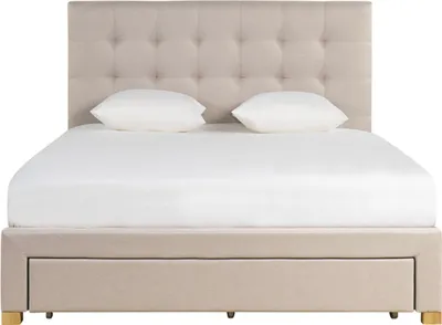 Produktbild von Miliboo - Bett mit Schubladen 160x200 cm in beigem Stoff RENO