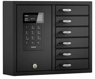 Produktbild von Elektronischer Schlüsseltresor zur separaten Aufbewahrung von Schlüsseln, für 6 Schlüssel, Erweiterungsmöglichkeit bis zu 96 Schlüssel, wahlweise mit Display und Protokollfunktion, Maße: 280 x 350 x 93 mm (H x B x T), Gewicht: 6 kg, Variante Plus Edelstah