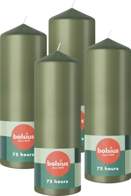Obrázek produktu pro Bolsius sada 4 hladkých sloupkových svíček, 20 cm, zelená