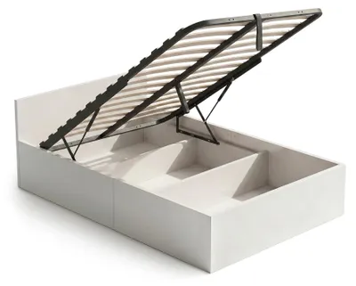 Zdjęcie produktu dla Łóżko z pojemnikiem 100x200 cm metalowy stelaż podnoszony Białe