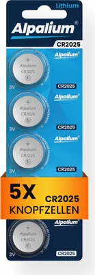 Produktbild von CR2025 Knopfzelle Batterie 5 Stück Alpalium Lithium Batterie 3V Knopfbatterie