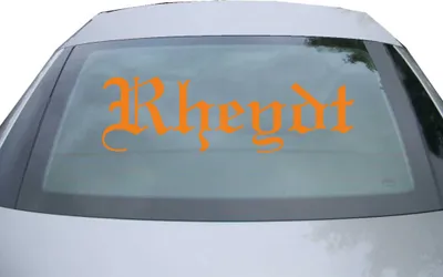 Produktbild von Indigos UG - Aufkleber Heckscheibe & Motorklappe DE6566 - orange - 600x180 mm - Stadt Rheydt - Auto Scheiben Fenster Heckklappe Tuning Racing JDM - Die cut
